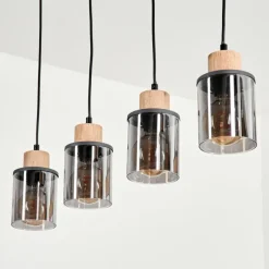 Suspension Verre Fumé-hofstein Suspension Loursin Noir, 4 lumières