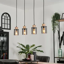 Suspension Verre Fumé-hofstein Suspension Loursin Noir, 4 lumières