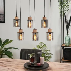 Suspension Verre Fumé-hofstein Suspension Loursin Noir, 6 lumières