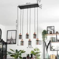 Suspension Verre Fumé-hofstein Suspension Loursin Noir, 6 lumières