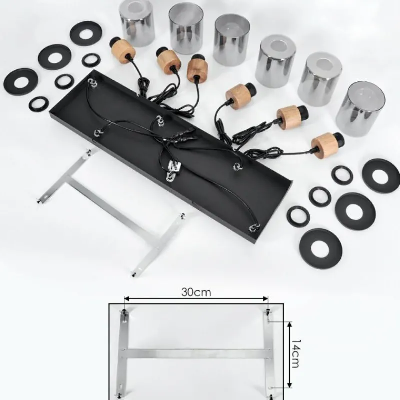 Suspension Verre Fumé-hofstein Suspension Loursin Noir, 6 lumières