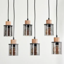 Suspension Verre Fumé-hofstein Suspension Loursin Noir, 6 lumières