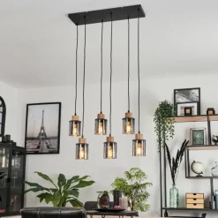 Suspension Verre Fumé-hofstein Suspension Loursin Noir, 6 lumières