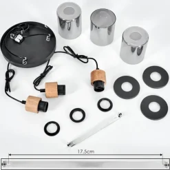 Suspension Verre Fumé-hofstein Suspension Loursin Noir, 3 lumières