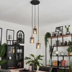 Suspension Verre Fumé-hofstein Suspension Loursin Noir, 3 lumières