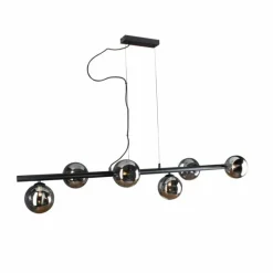Suspension Verre Fumé-Luce Design Suspension NEPTUN Noir, 6 lumières