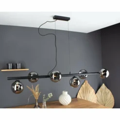 Suspension Verre Fumé-Luce Design Suspension NEPTUN Noir, 6 lumières