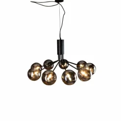 Suspension Verre Fumé-Luce Design Suspension NEPTUN Noir, 9 lumières