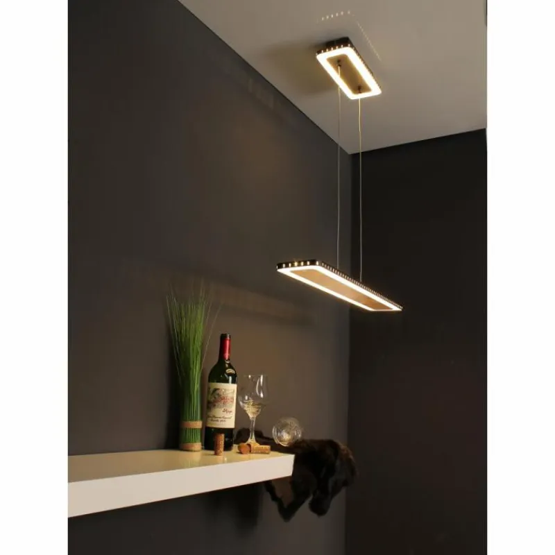 Lampes Dorées-Luce Design Suspension Solaris LED Or, Noir, 1 lumière