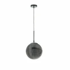 Suspension Verre Fumé-Luce Design Suspension Luce-Design Greenwich Chrome, 1 lumière