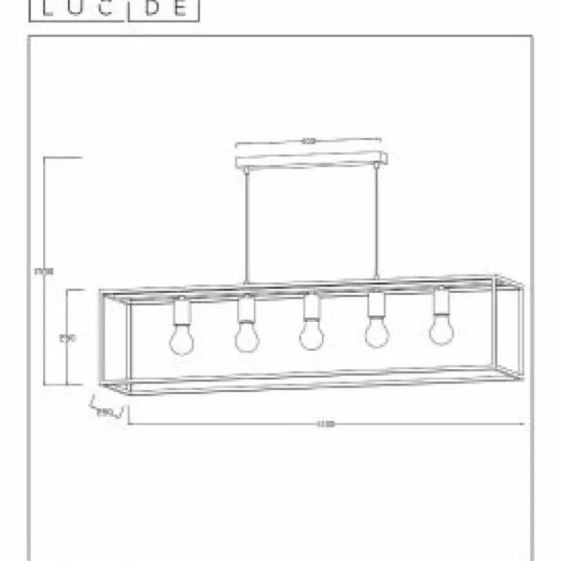 Lampes Vintages & Rétros-Luminaires Lucide Suspension Lucide ARTHUR Noir, 5 lumières