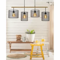 Luminaires Scandinaves-Luminaires Lucide Suspension Lucide BASKETT Noir, 4 lumières