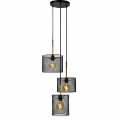 Lampes Vintages & Rétros-Luminaires Lucide Suspension Lucide BASKETT Noir, 3 lumières