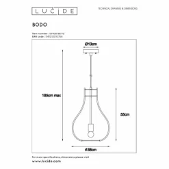 Luminaires Scandinaves-Luminaires Lucide Suspension Lucide BODO Brun, 1 lumière