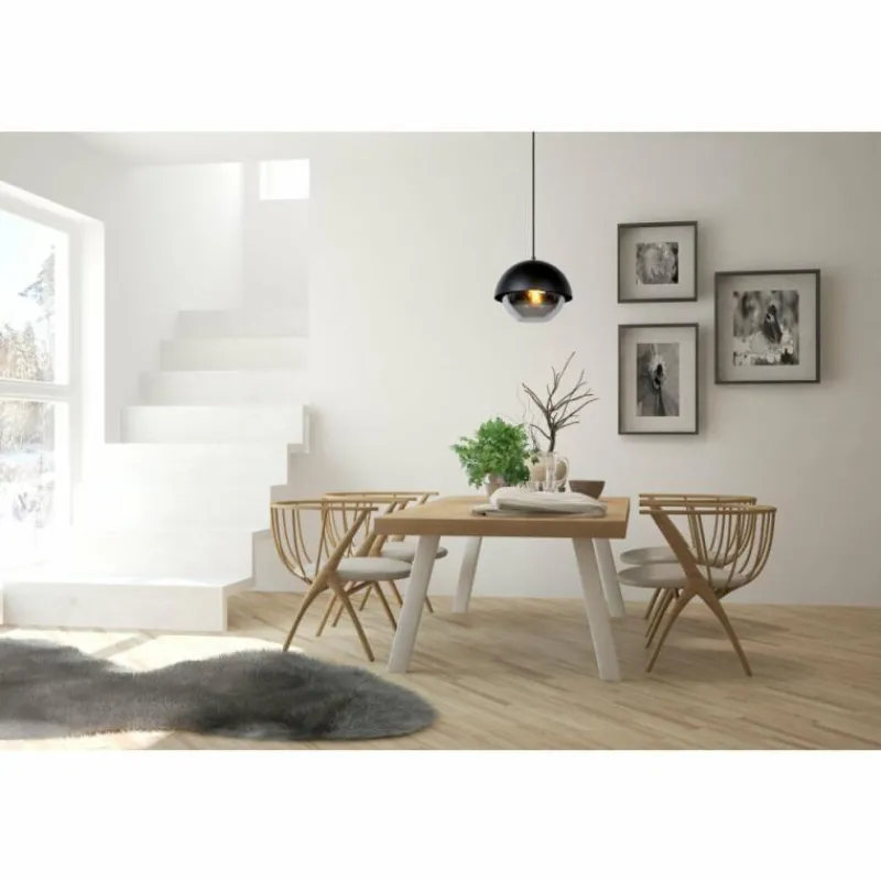 Suspension Verre Fumé-Luminaires Lucide Suspension Lucide COOPER Noir, 1 lumière