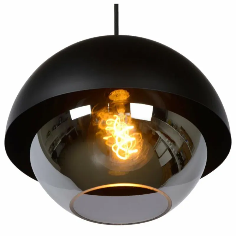Suspension Verre Fumé-Luminaires Lucide Suspension Lucide COOPER Noir, 1 lumière