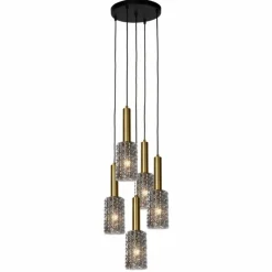 Lampes Dorées-Luminaires Lucide Suspension Lucide CORALIE Noir, 5 lumières