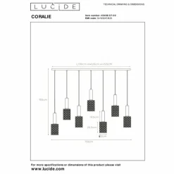 Luminaires Rustiques-Luminaires Lucide Suspension Lucide CORALIE Noir, 7 lumières