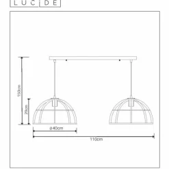Lampes Vintages & Rétros-Luminaires Lucide Suspension Lucide DIKRA Noir, 2 lumières