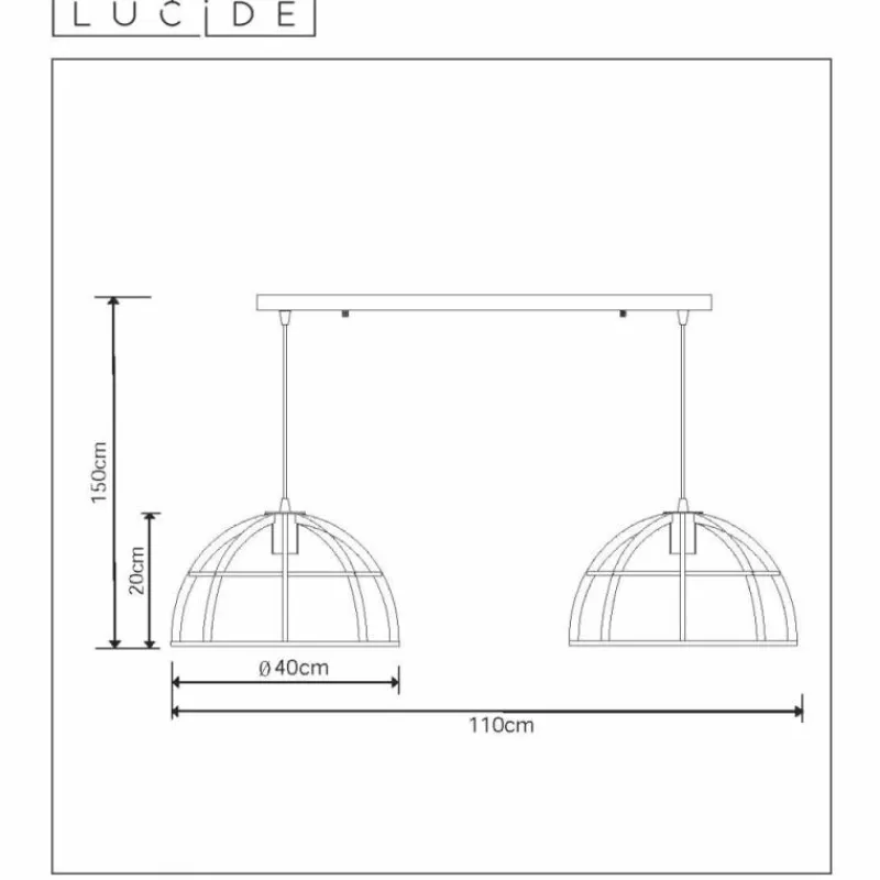 Lampes Vintages & Rétros-Luminaires Lucide Suspension Lucide DIKRA Noir, 2 lumières