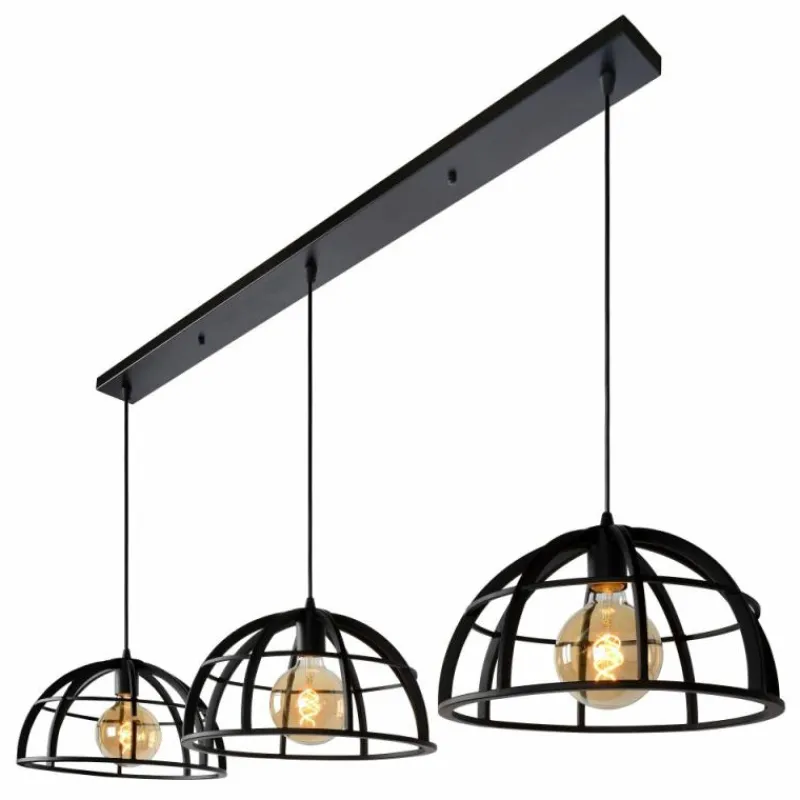 Lampes Vintages & Rétros-Luminaires Lucide Suspension Lucide DIKRA Noir, 3 lumières