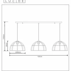 Lampes Vintages & Rétros-Luminaires Lucide Suspension Lucide DIKRA Noir, 3 lumières