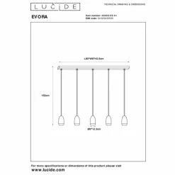 Luminaires Lucide Suspension Lucide EVORA Taupe, 5 lumières* Suspensions