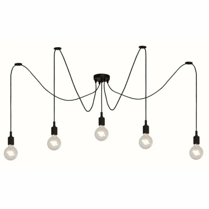 Lampes Vintages & Rétros-Luminaires Lucide Suspension Lucide FIX MULTIPLE Noir, 5 lumières