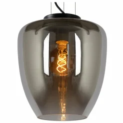 Suspension Verre Fumé-Luminaires Lucide Suspension Lucide FLORIEN Gris, 1 lumière