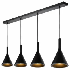 Luminaires Scandinaves-Luminaires Lucide Suspension Lucide GIPSY Noir, 4 lumières