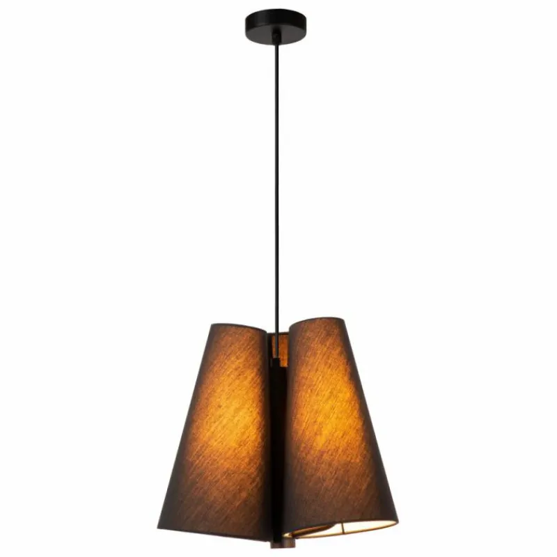 Lampes En Tissu-Luminaires Lucide Suspension Lucide GREGORY Noir, 3 lumières