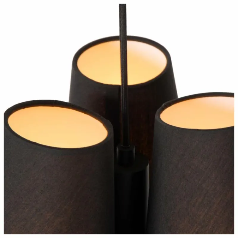 Lampes En Tissu-Luminaires Lucide Suspension Lucide GREGORY Noir, 3 lumières