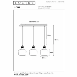 Luminaires Lucide Suspension Lucide ILONA Noir, 3 lumières