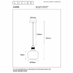 Luminaires Lucide Suspension Lucide ILONA Noir, 1 lumière