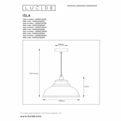 Lampes Industrielles-Luminaires Lucide Suspension Lucide ISLA Crème, 1 lumière