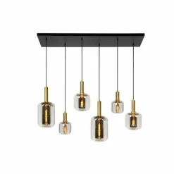 Lampes Dorées-Luminaires Lucide Suspension Lucide JOANET Or, Laiton, Noir, 6 lumières