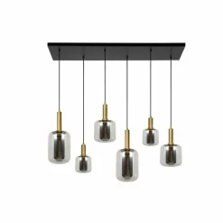 Lampes Dorées-Luminaires Lucide Suspension Lucide JOANET Or, Laiton, Noir, 6 lumières