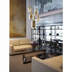 Lampes Dorées-Luminaires Lucide Suspension Lucide JOANET Or, Gris, Laiton, Noir, 5 lumières