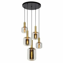 Lampes Dorées-Luminaires Lucide Suspension Lucide JOANET Or, Gris, Laiton, Noir, 5 lumières