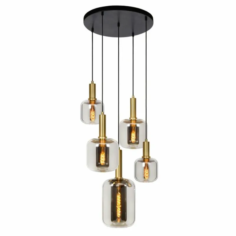 Lampes Dorées-Luminaires Lucide Suspension Lucide JOANET Or, Gris, Laiton, Noir, 5 lumières