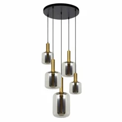 Lampes Dorées-Luminaires Lucide Suspension Lucide JOANET Or, Gris, Laiton, Noir, 5 lumières