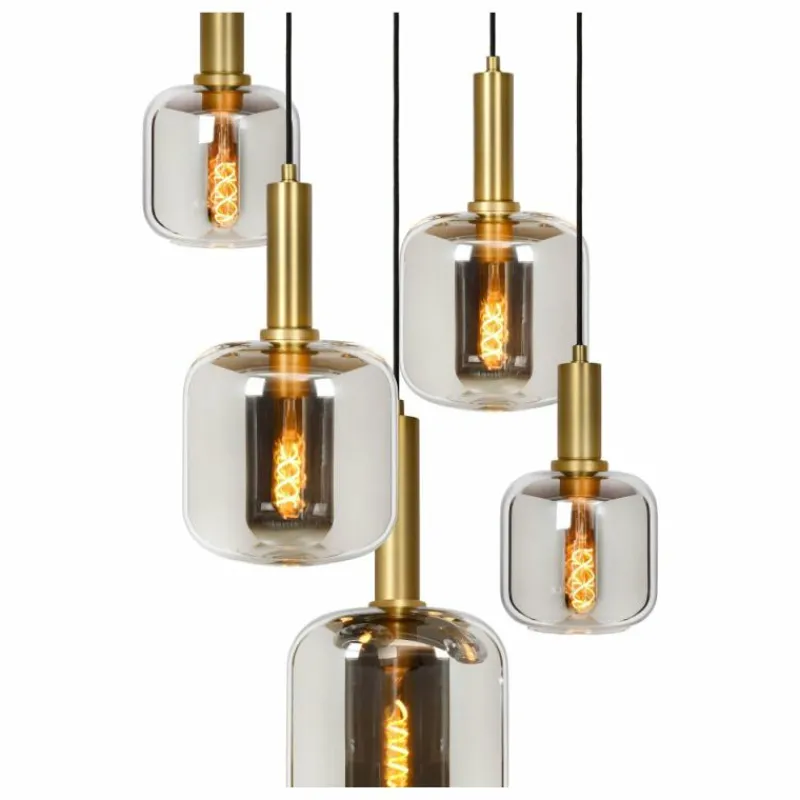 Lampes Dorées-Luminaires Lucide Suspension Lucide JOANET Or, Gris, Laiton, Noir, 5 lumières