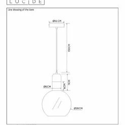 Luminaires Scandinaves-Luminaires Lucide Suspension Lucide JULIUS Gris, 1 lumière