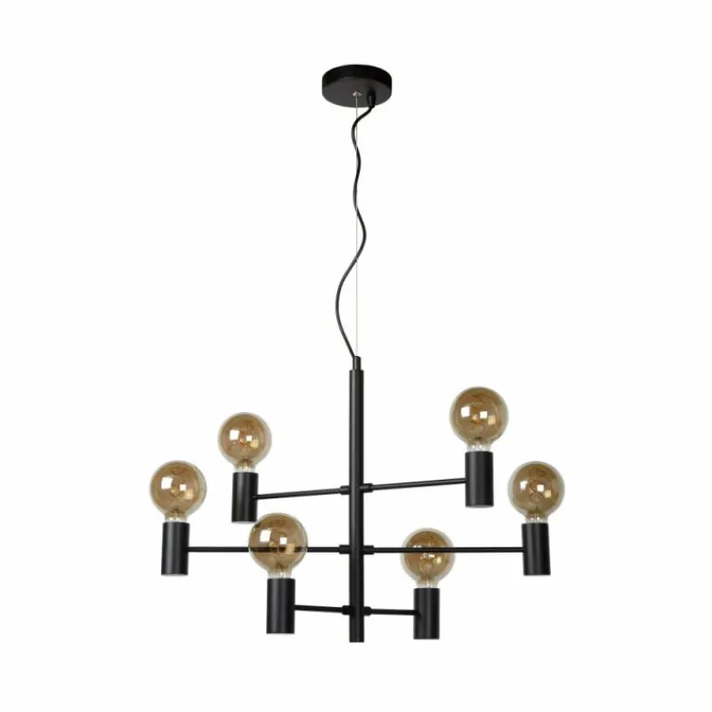 Lampes Vintages & Rétros-Luminaires Lucide Suspension Lucide LEANNE Noir, 6 lumières