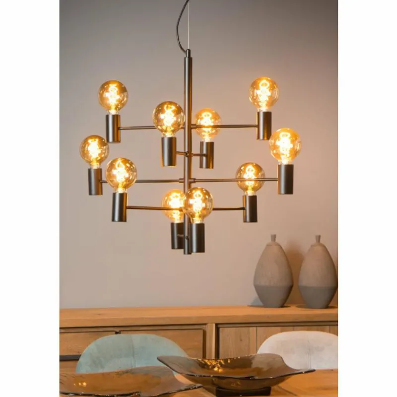 Lampes Vintages & Rétros-Luminaires Lucide Suspension Lucide LEANNE Noir, 10 lumières