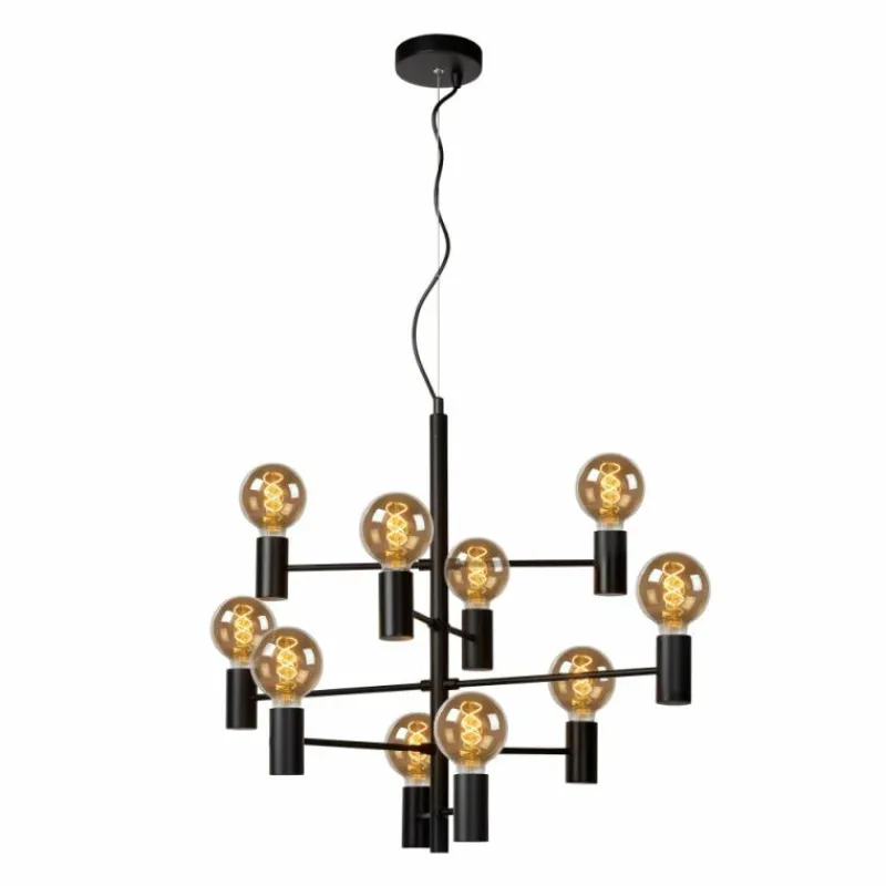 Lampes Vintages & Rétros-Luminaires Lucide Suspension Lucide LEANNE Noir, 10 lumières