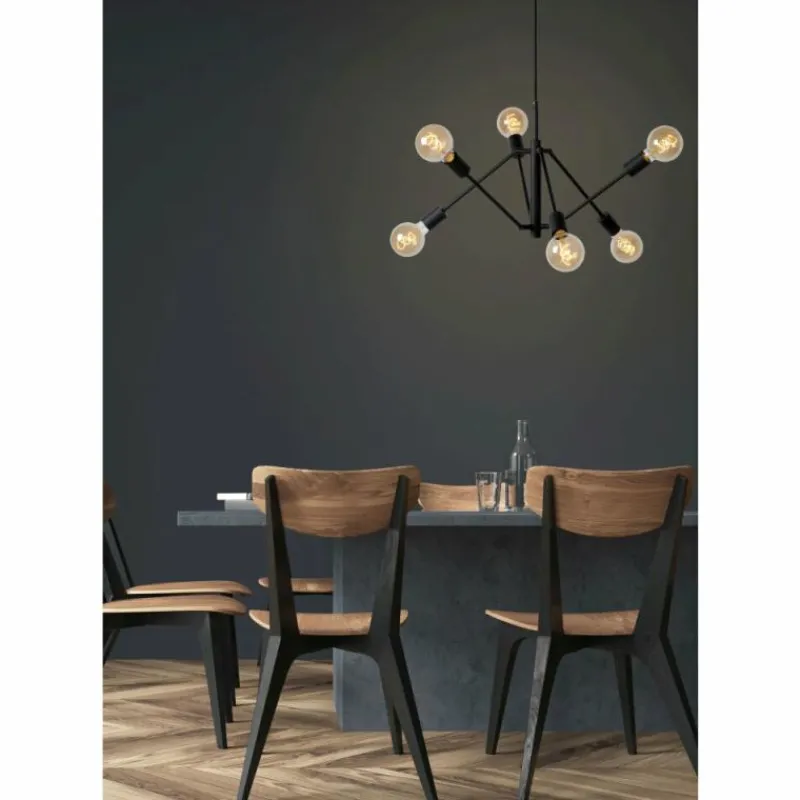 Luminaires Lucide Suspension Lucide LESTER Noir, 6 lumières* Suspensions
