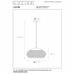 Lampes Dorées-Luminaires Lucide Suspension Lucide LUCAS Noir, 1 lumière