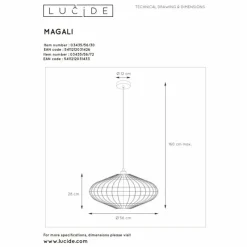 Style Boho-Chic-Luminaires Lucide Suspension Lucide MAGALI Noir, 1 lumière
