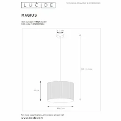 Luminaires Scandinaves-Luminaires Lucide Suspension Lucide MAGIUS Noir, 1 lumière